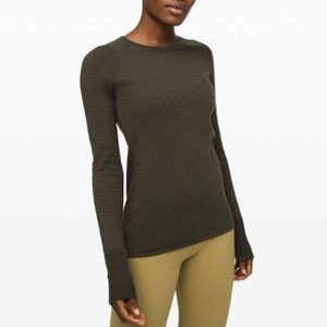 Lululemon Stand Steady Crew Sweater Dark Olive 2